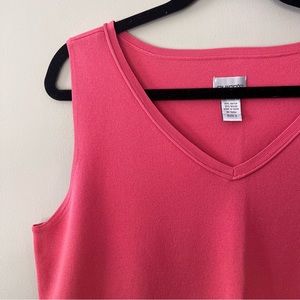 Salmon Pink Chico’s Rayon knit v-neck tank top size 3 size XL like new